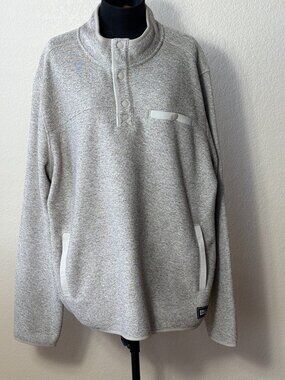 Eddie Bauer Men's XL Beige Brown Snap Neck Fleece Pullover